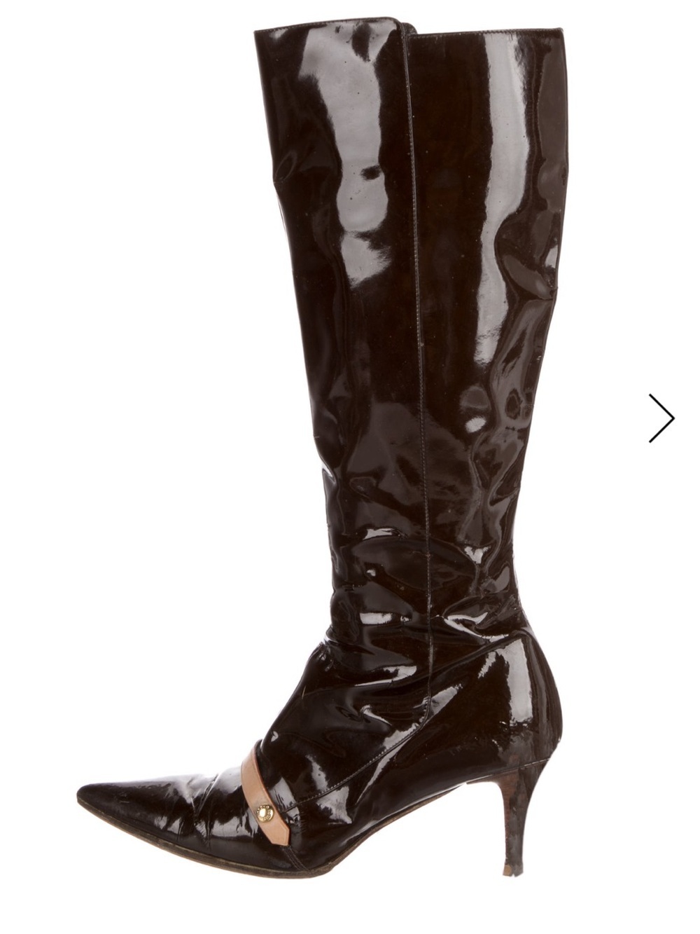 Vintage Louis Vuitton Brown Patent Leather High Boots 38.5
